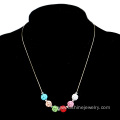 Multi Color Clay Shamballa Choker Beads Chain Necklace